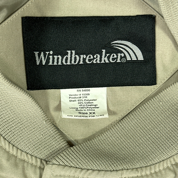 Vintage Windbreaker Jacket Adult XXL 2XL Brown Khaki Tan Piping Zip Buttons 90s - Picture 4 of 9